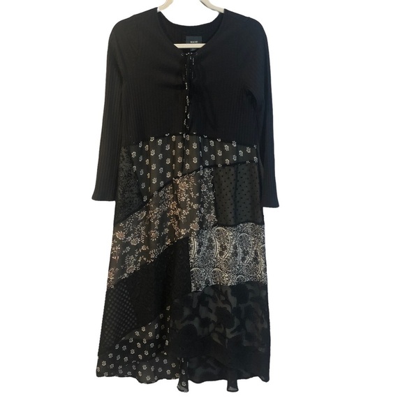 Anthropologie Maeve Belle Noir Patchwork Midi Dress Size Small - Picture 2 of 12